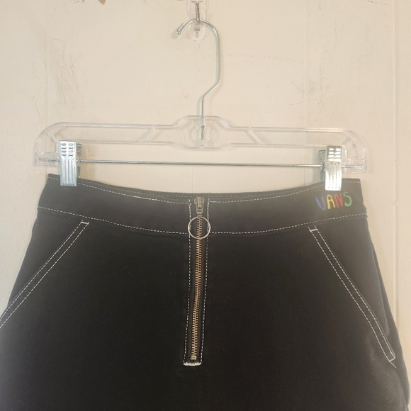Vans Brighton High Waist Black Zip Up Mini Skirt Retro Flower Colorful 90s - Picture 5 of 15